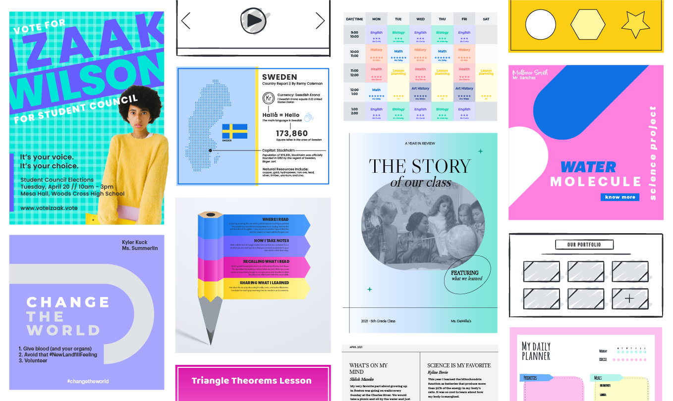 Design templates including a flier, brochure and poster