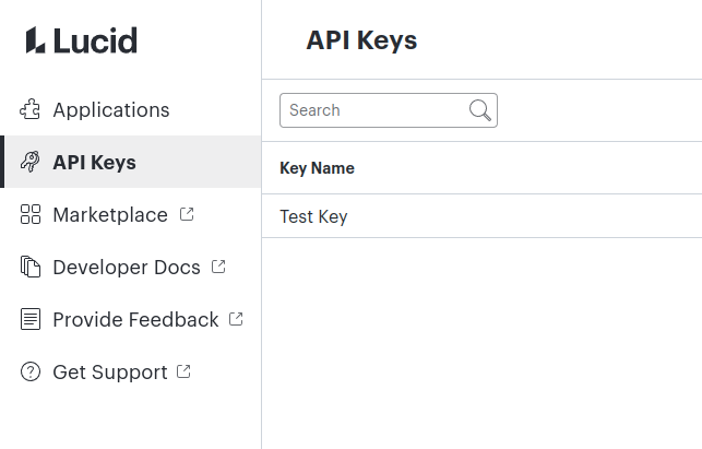 API key tab