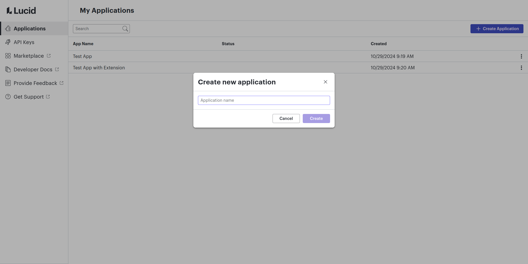 Create New Application