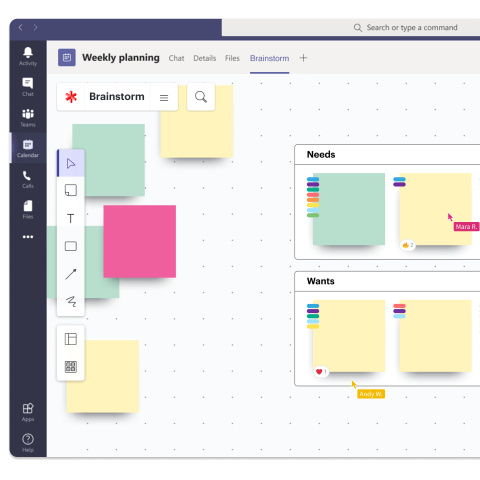 utilisateurs faisant un brainstorming avec Lucidspark tout en utilisant Microsoft Teams