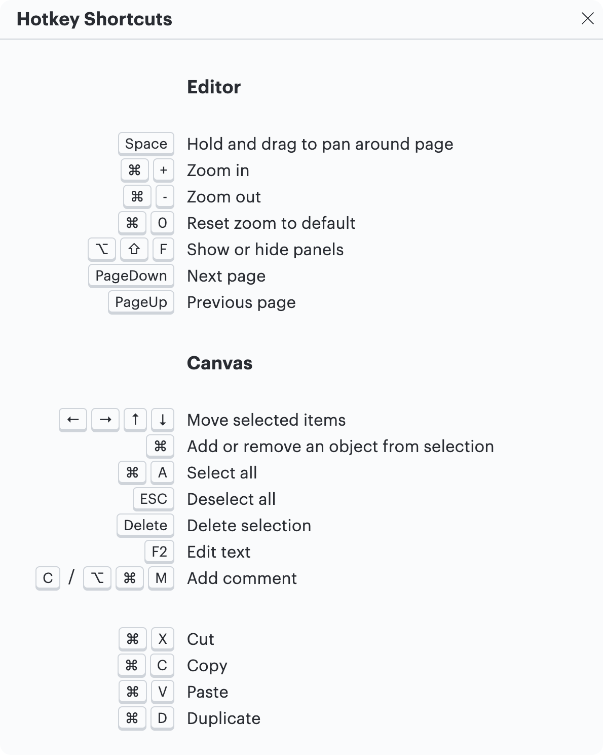 lucidchart shortcuts