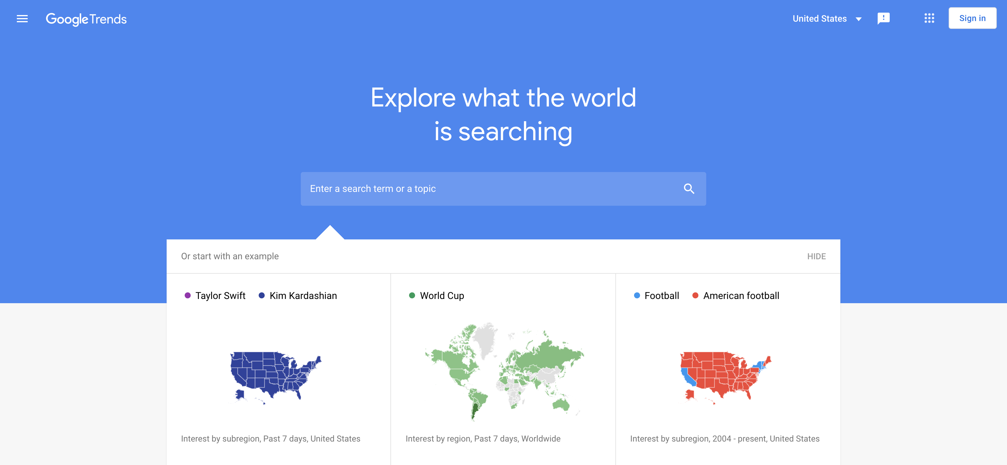 Google Trends homepage screenshot