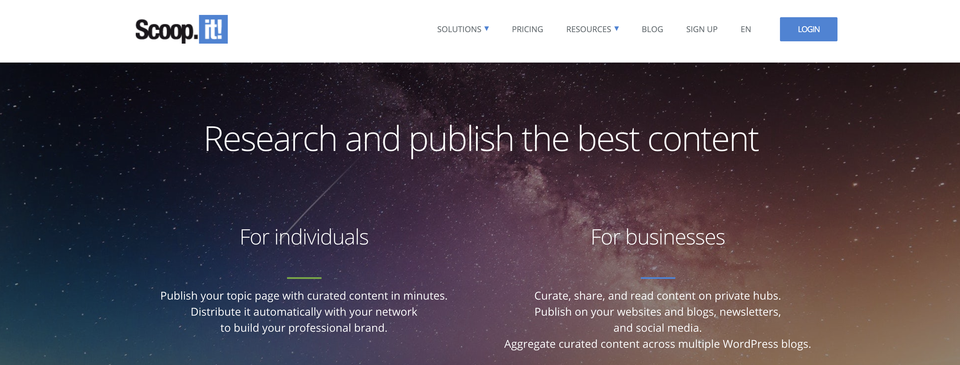 Scoop.it homepage screenshot