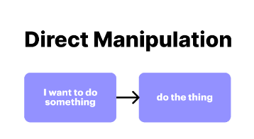 Direct manipulation places the user interaction more succinctly. I want to do something. Do the thing.