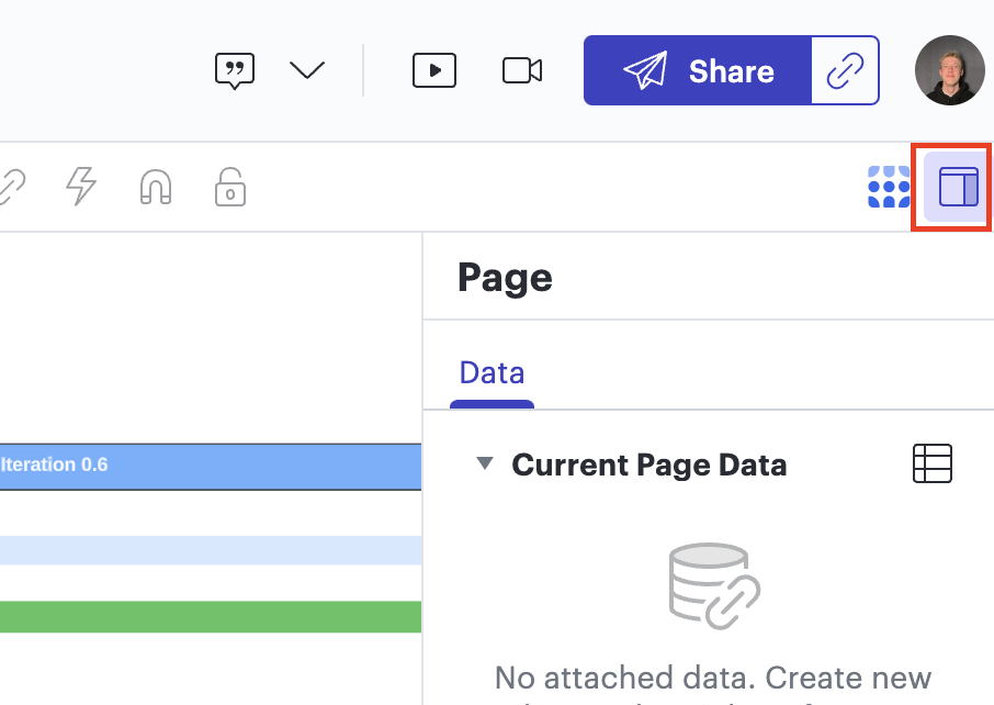 Data tab Data tab on the right side of the Lucidchart interface.